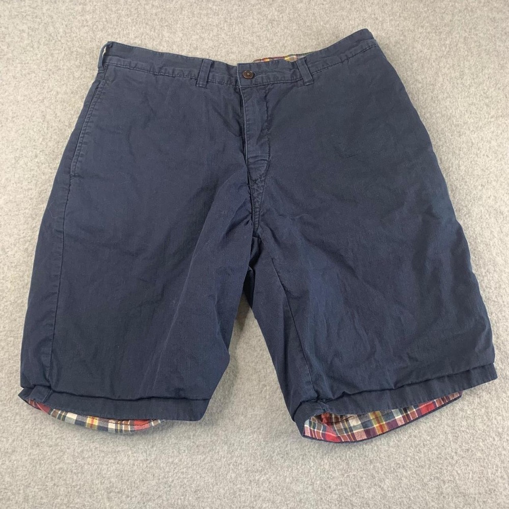 Polo Ralph Lauren Reversible Shorts Mens 32 Navy Blue Plaid Chino Cotton